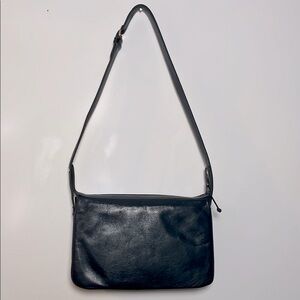 Ganson Navy Blue Leather Shoulder Bag